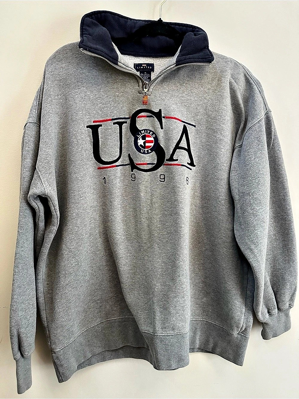 Limited Sportswear USA 1996 quarter-zip sweatshirt Gray Quarter-Zip Size Medium